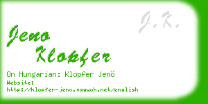 jeno klopfer business card